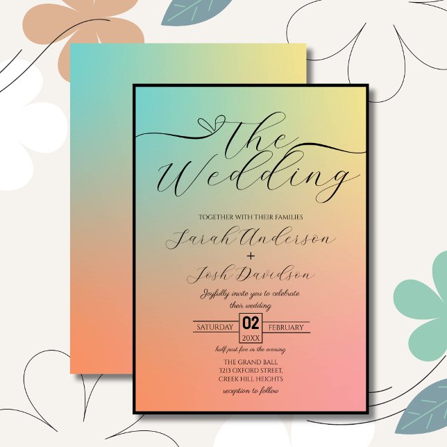 Celestial Pastel Rainbow Gradient Boho Script   Invitation (Creator Uploaded)