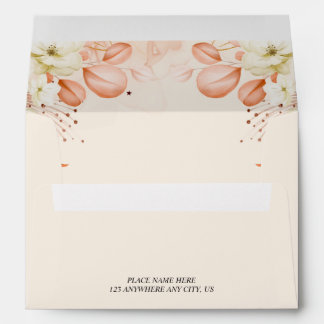 Celestial Peach Orange Floral Watercolor Envelope