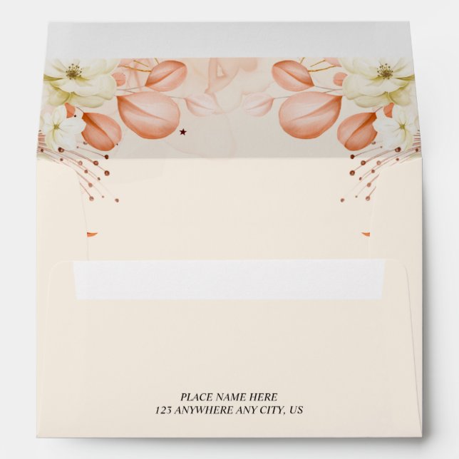 Celestial Peach Orange Floral Watercolor Envelope (Back (Bottom))