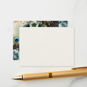 Celestial Peacock Feathers Elegant Wedding Enclosure Card