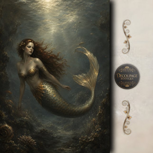 Celestial Pearl Mermaid Decoupage Tissue Paper (Celestial Pearl Mermaid Decoupage Tissue Paper)