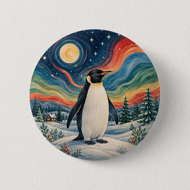 Celestial Penguin's Winter Solstice 6 Cm Round Badge (Front)