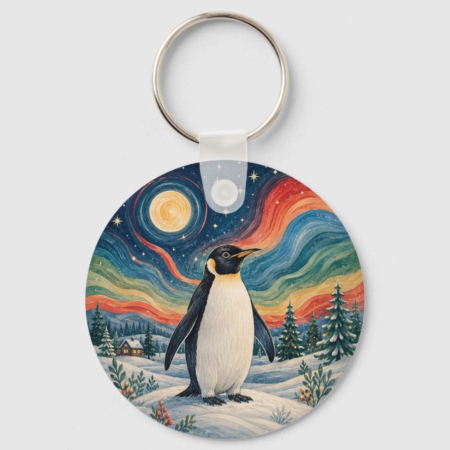 Celestial Penguin's Winter Solstice Key Ring (Front)