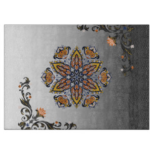 Celestial Petals – Dark Botanical Design Cutting Board