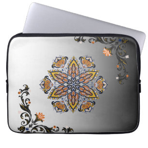 Celestial Petals – Mystical Botanical Mandala Laptop Sleeve