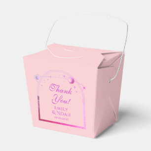 Celestial Pink Purple Sun Moon Stars Wedding Favour Box