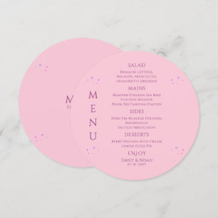 Celestial Pink Purple Sun Moon Stars Wedding Menu