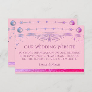 Celestial PInk Purple Wedding Website RSVP QR Code Enclosure Card