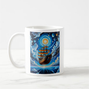 Celestial Pirate Ship Voyage T Shirt Design Coffee Mug