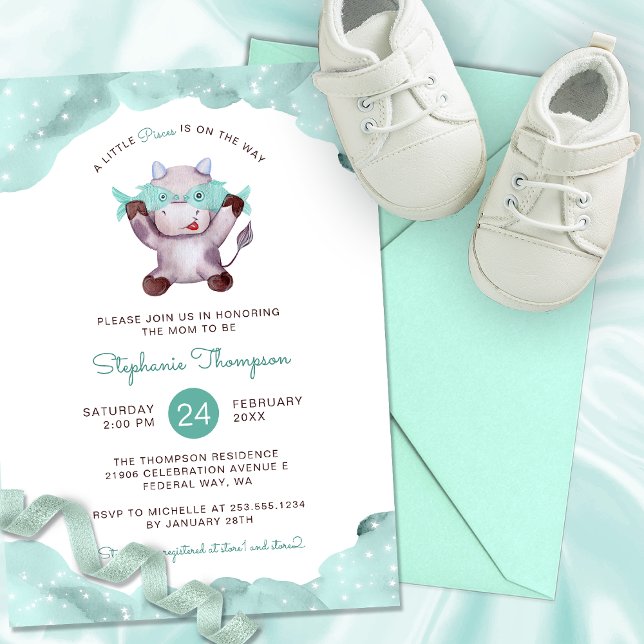 Celestial Pisces Astrology Sign Baby Shower Invitation (Celestial Pisces Astrology Sign Baby Shower Invitation)