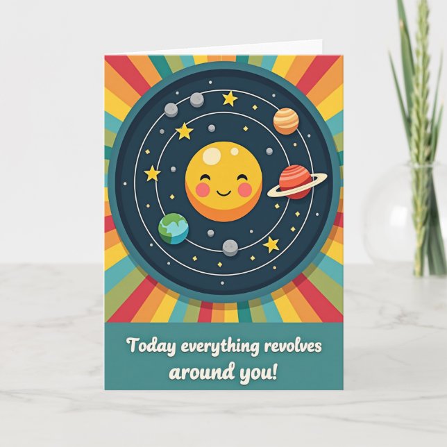 Celestial Planets Birthday Card (Front)