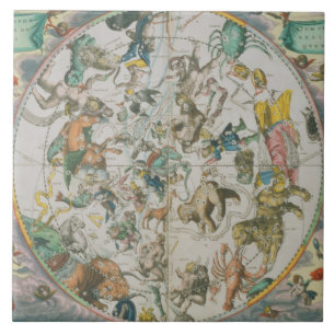 Celestial Planisphere Showing the Signs of the Zod Ceramic Tile