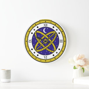 Celestial Pocket Watch Vector Graphic with Golden Large Clock