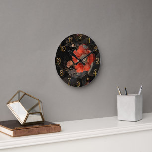 Celestial Poppies Round Clock