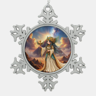 Celestial Priestess of the Golden Pyramid. Snowflake Pewter Christmas Ornament