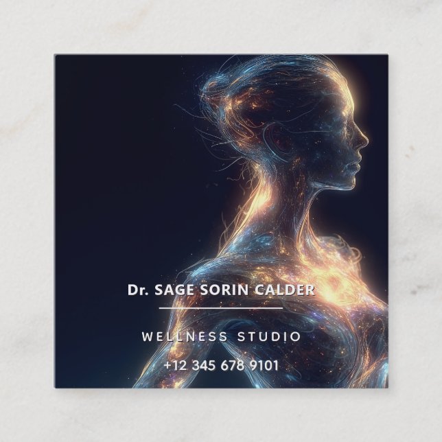 Celestial Pulse Energy Healing Square Business Card (Front)