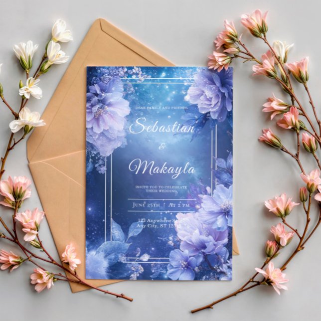 Celestial Purple Floral Wedding Invitation (Creator Uploaded)