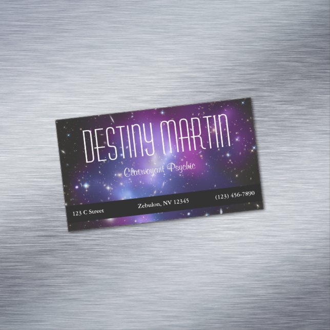 Celestial Purple Galaxy Cluster Space Photo Magnetic Business Card (In Situ)