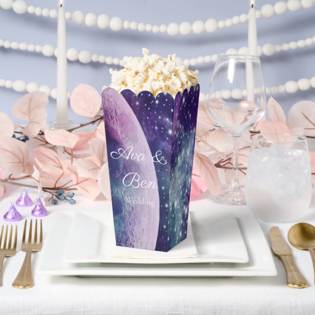 Celestial Purple Galaxy Moon Wedding  Favour Box (Wedding)