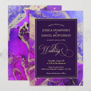 Celestial Purple Gold Moody Wedding Invitation