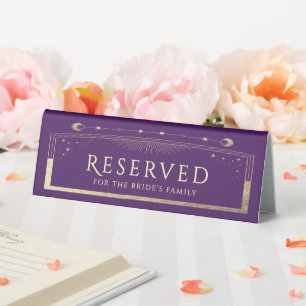 Celestial Purple Gold Moon Stars Wedding Reserved