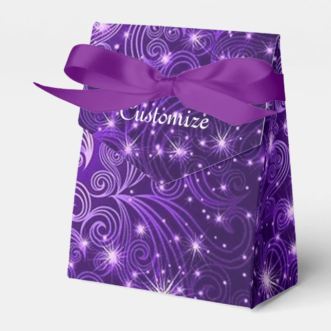 Celestial Purple Swirls & Stars Tent Favour Box (Front Side)