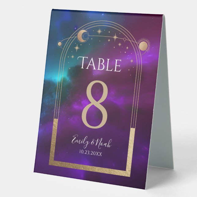 Celestial Purple Teal Sun Moon Astronomy Wedding  (Front)