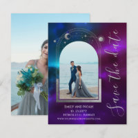 Celestial Purple Teal Sun Moon Stars Wedding