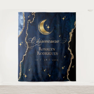  Celestial Quinceanera Midnight Welcome Sign  Tapestry