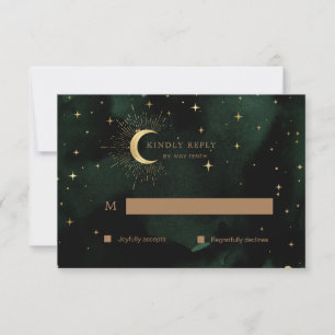 Celestial Quinceanera Moon Gold RSVP Response Card