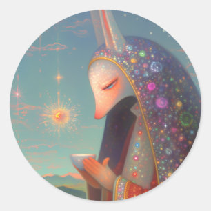 Celestial Rabbit Classic Round Sticker