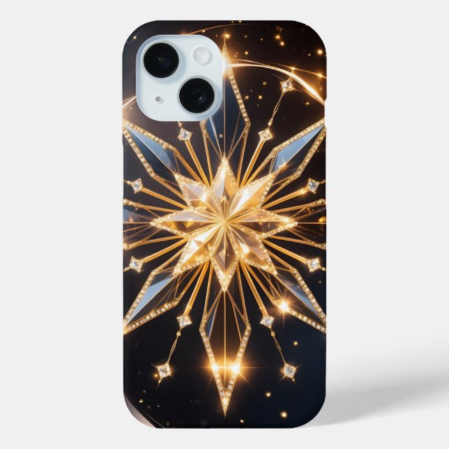 Celestial Radiance Golden Starburst Phone Case (Back)