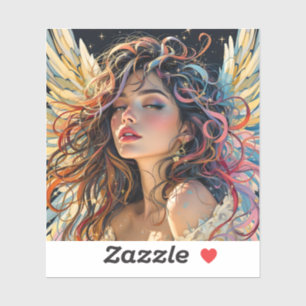 Celestial Radiance – Rainbow Winged Angel Portrait