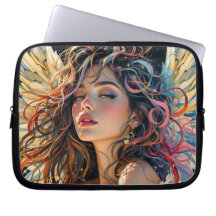 Celestial Radiance – Rainbow Winged Angel Portrait