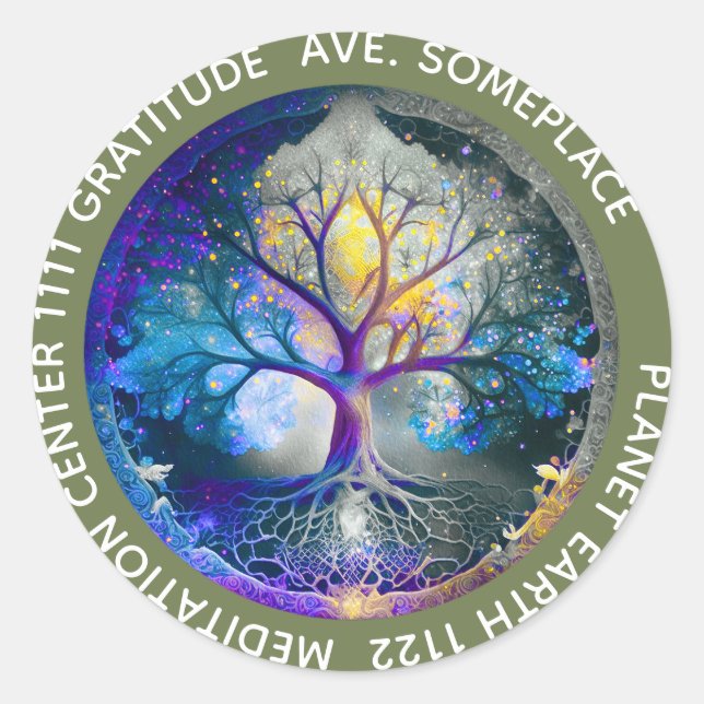 Celestial Radiance | Tree of Life Classic Round Sticker (Front)