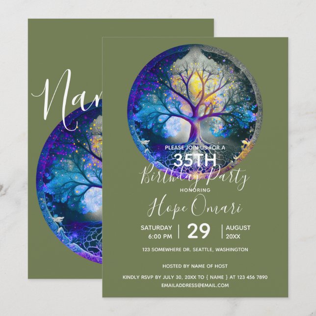 Celestial Radiance | Tree of Life Invitation (Front/Back)