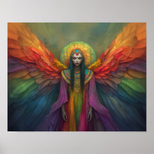 Celestial Rainbow Goddess Angel Spirit Guide Art Poster