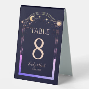 Celestial Rainbow Navy Blue Sun Moon Stars Wedding