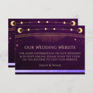 Celestial Rainbow Wedding Website RSVP QR Code Enclosure Card