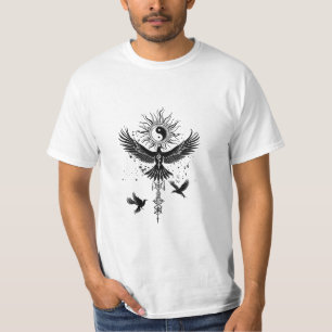 Celestial Raven Yin Yang Mystical Totem T-Shirt