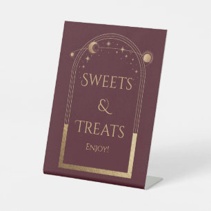 Celestial Red Gold Birthday Sweets & Treats Pedestal Sign