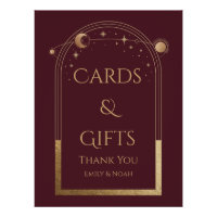 Celestial Red Gold Sun Moon Stars Cards & Gifts