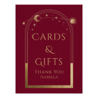 Celestial Red Gold Sun Moon Stars Cards & Gifts