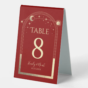 Celestial Red Gold Sun Moon Stars Elegant Wedding