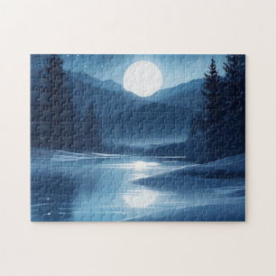 Celestial Reflections Watercolor Moonlight Jigsaw Puzzle