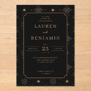 Celestial Romance Wedding Acrylic Invitations