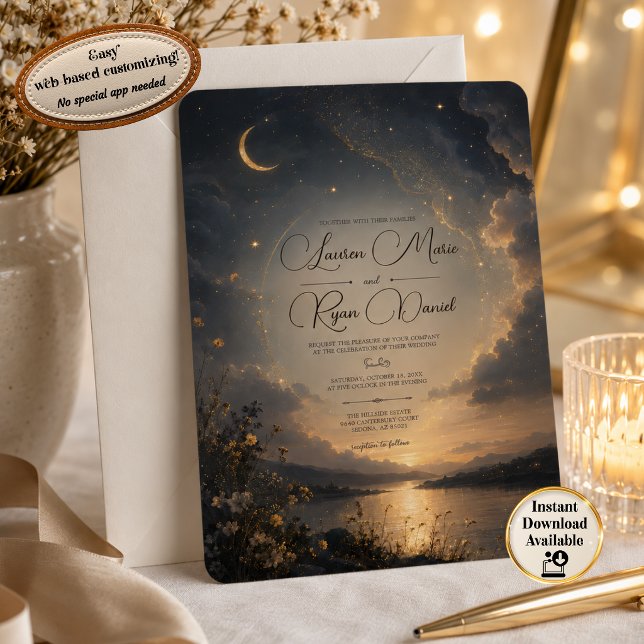 Celestial Romance Wedding Invitation (Celestial Romance Wedding Invitation)