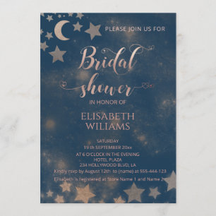 Celestial romantic moon and stars calligraphy invitation