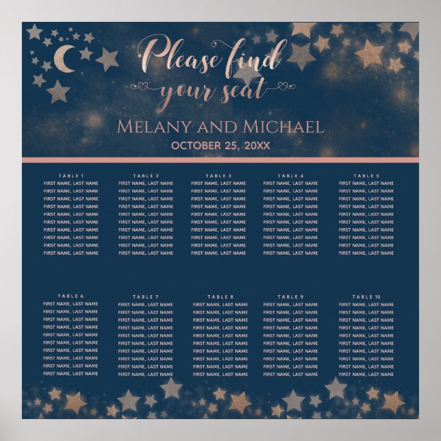 Celestial romantic moon and stars calligraphy poster (Front)