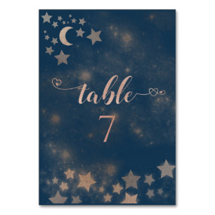 Celestial romantic moon and stars calligraphy table number
